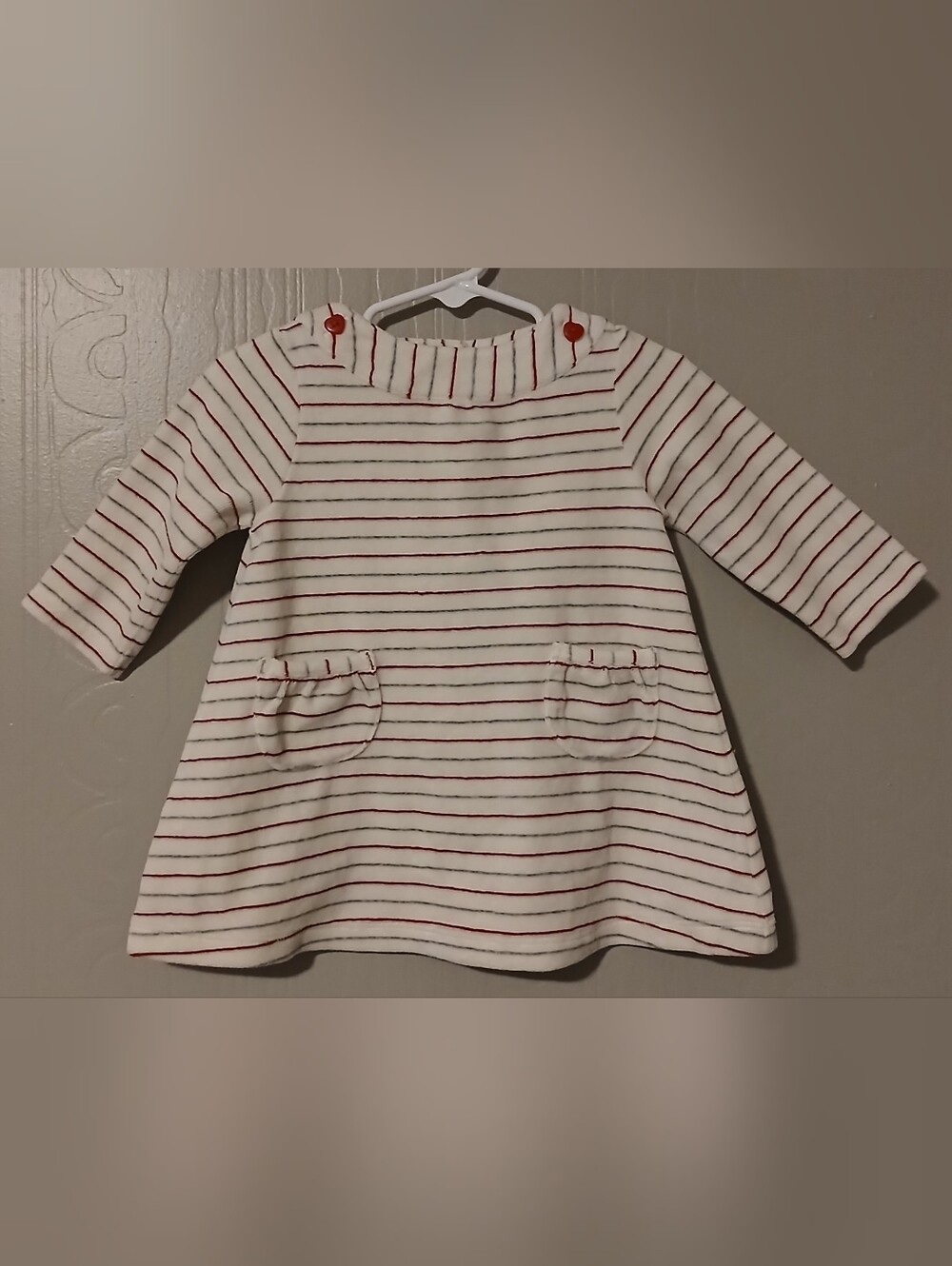 Striped White & Red Baby Dress